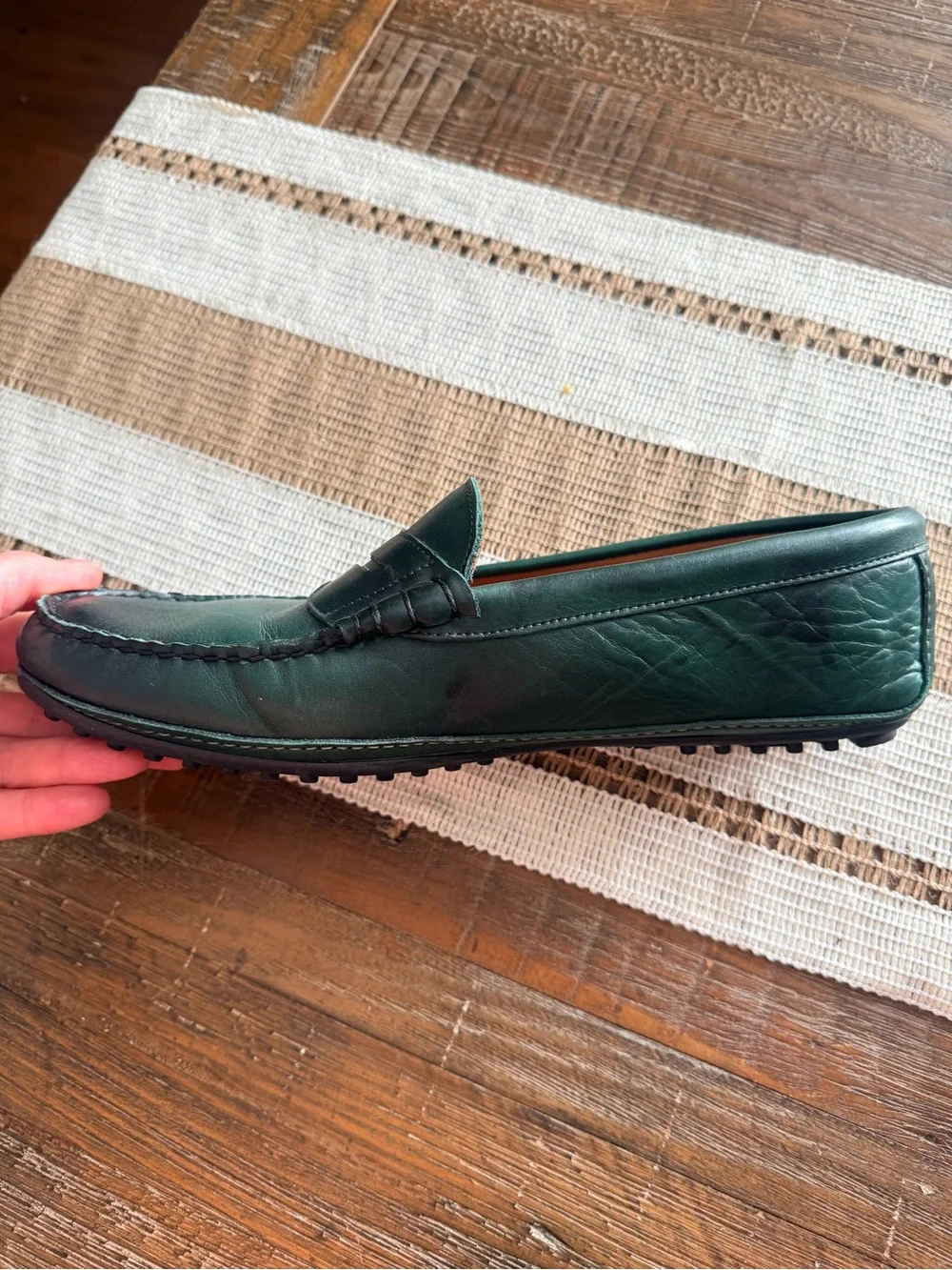 Allen Edmonds Siesta Keys Green Leather Penny Loafers
